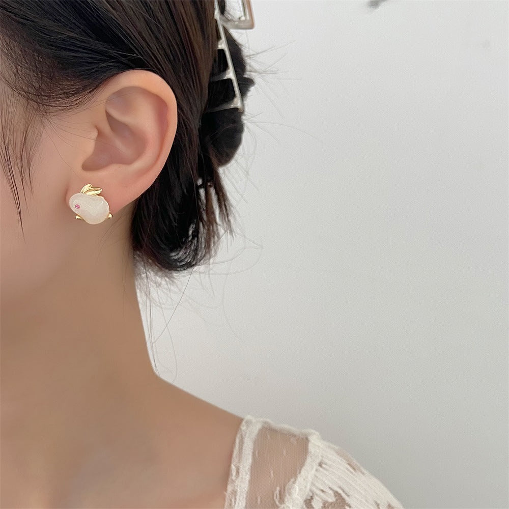 Wholesale Cute Easter Stainless Steel Openwork Bunny Earrings