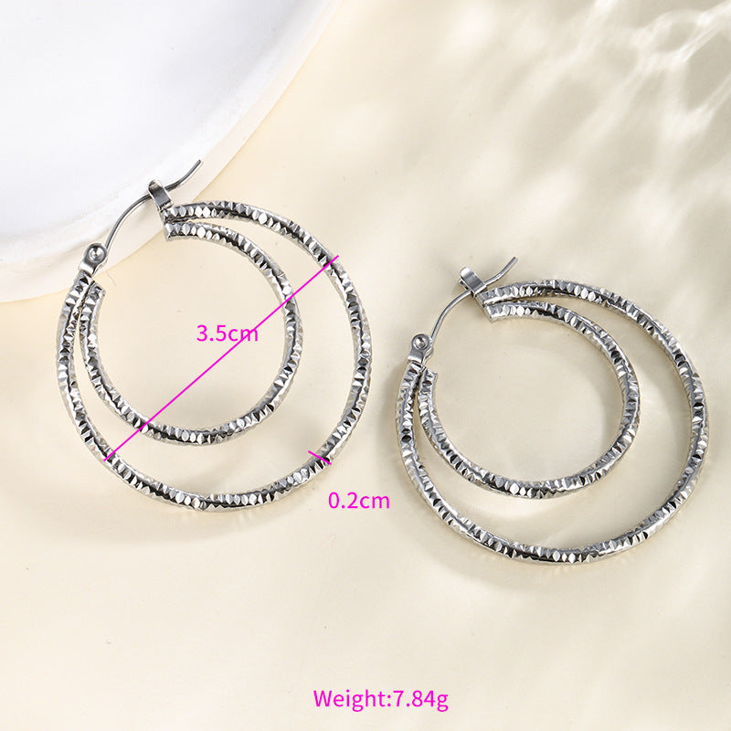 Wholesale Stainless steel heart-shaped large circle earrings