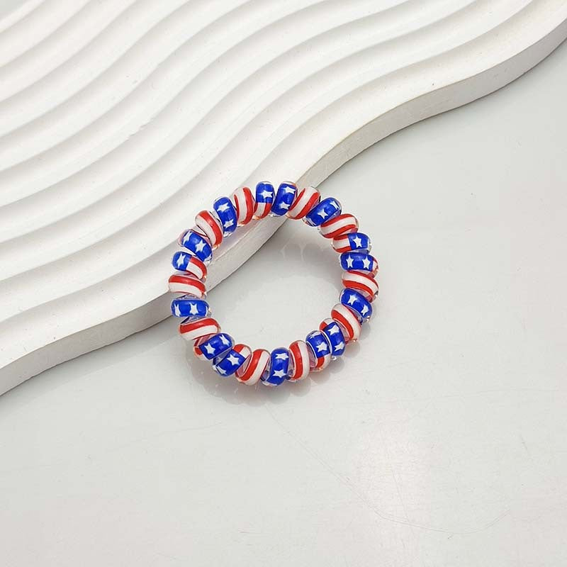 Wholesale American Flag Phone Wire Hair Tie Hair Scrunchies Independence Day ACC-HS-MengKa001