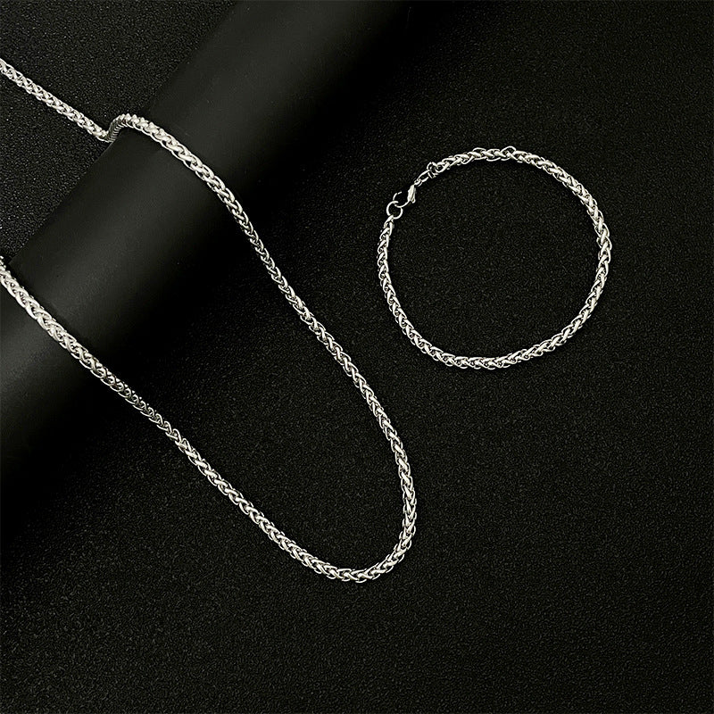 Wholesale Titanium Steel Keel Chain Necklace Set,  Trendy Hip-Hop Geometric Style,  Boutique Gift