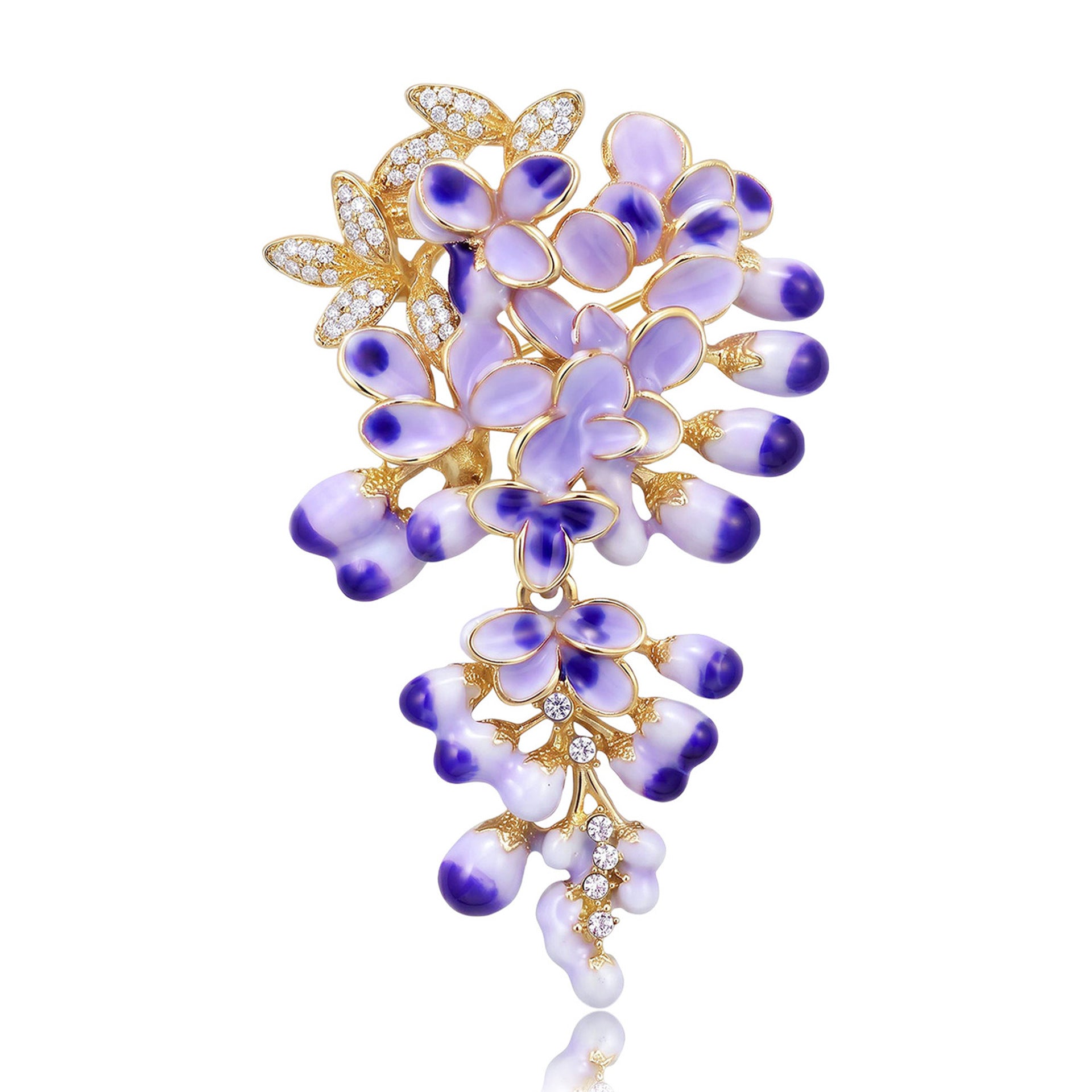 Wholesale Elegant Wisteria Flower Brooch Alloy Enamel Decorative Pin Women Suit Coat Gift Boutique Accessory