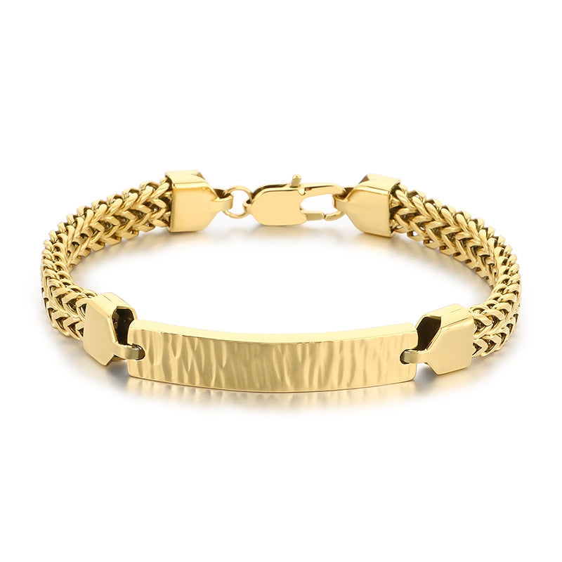 Wholesale Hip-Hop Style Double-Row Stainless Steel Curb Chain Men' s Bracelet with Textured Finish