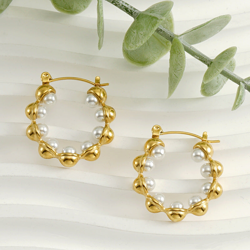 Wholesale Round 18K Gold Stainless Steel Earrings ACC-ES-ZhongXin008