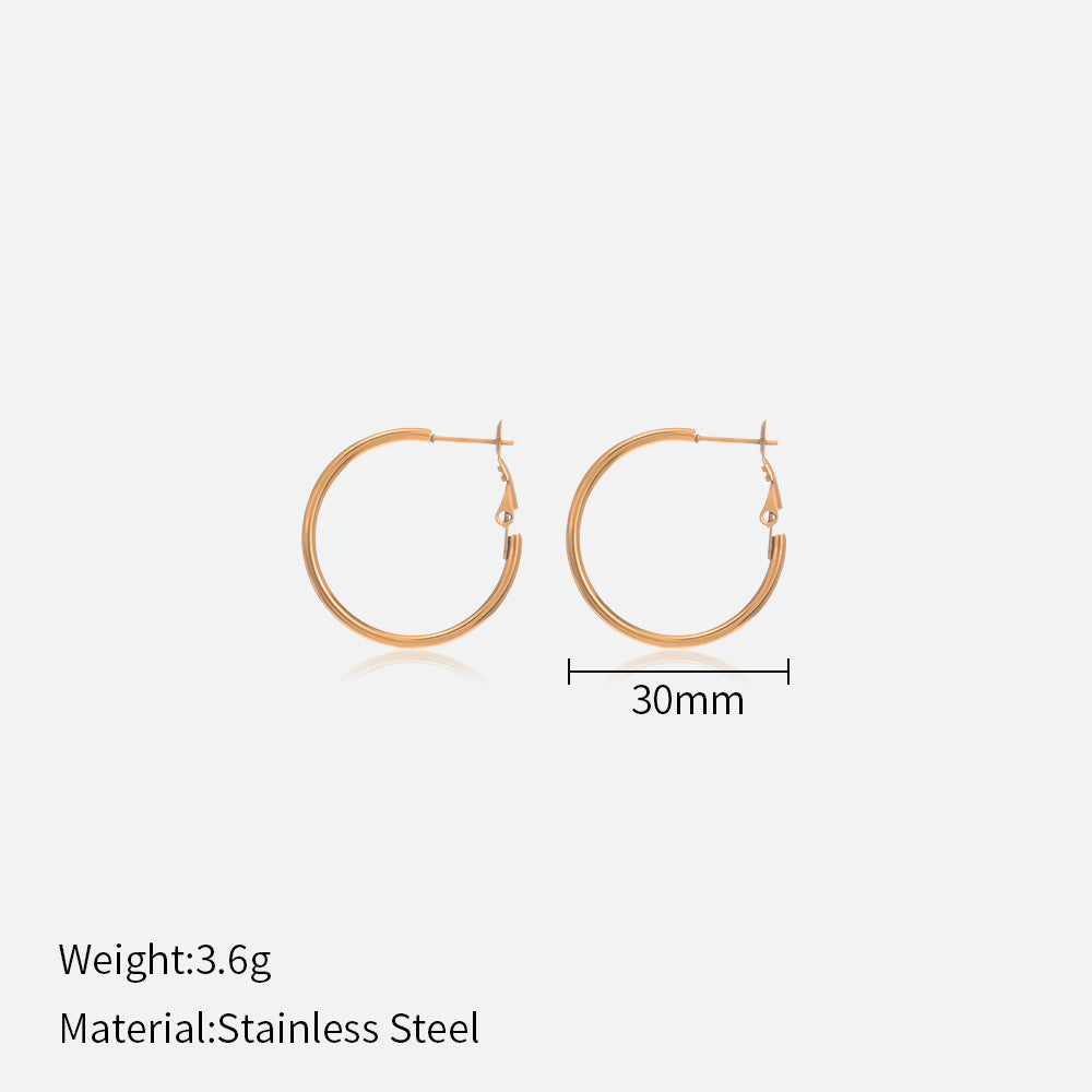 Wholesale  Popular 30/40/50/60mm Stainless Steel Round Earrings