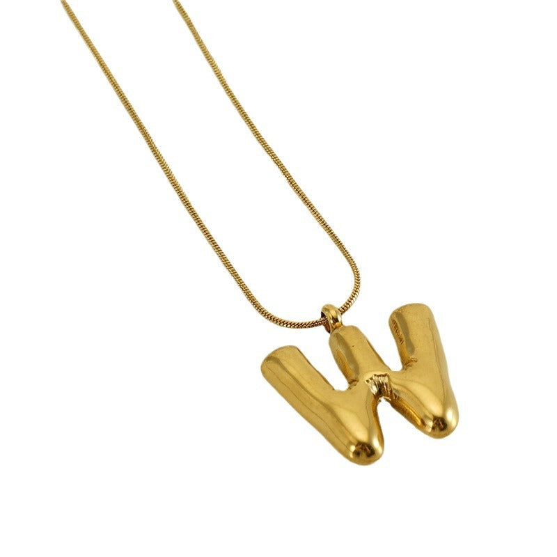 Großhandel Titanium Stahlblasenbuchstaben Halskette Schlangenknochenkette