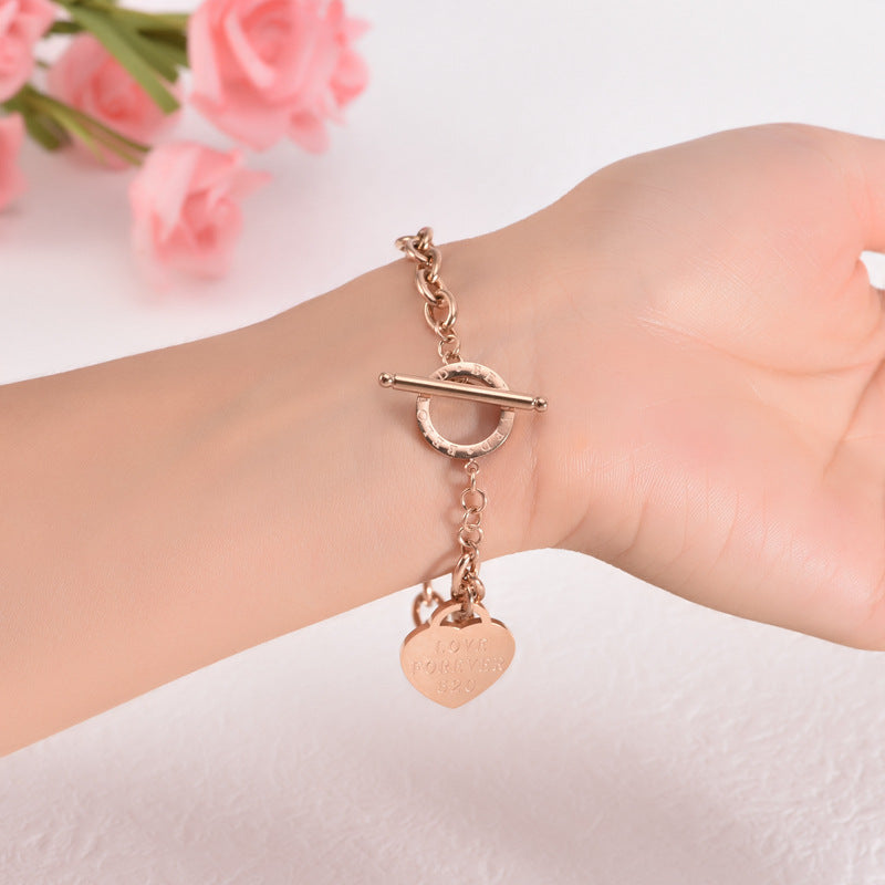 Bracciale Love in acciaio inossidabile all'ingrosso in oro rosa
