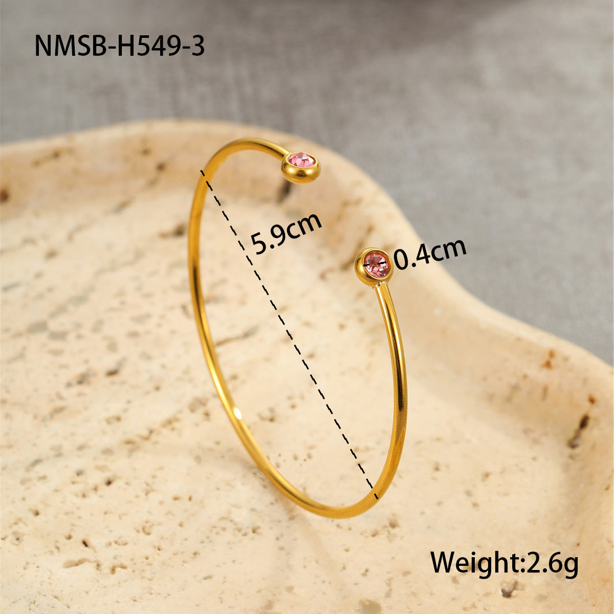 Wholesale 18K gold-plated C-ring inlaid with zircon stainless steel bracelet