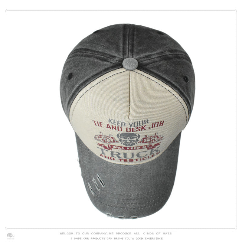 Wholesale Washed Distressed Hole Hat Printed Baseball Cap ACC-HT-XuP002