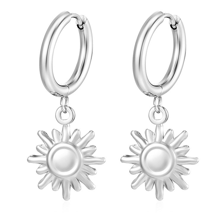 Wholesale Sun Stainless Steel 18K Vacuum Gold Plated Earrings