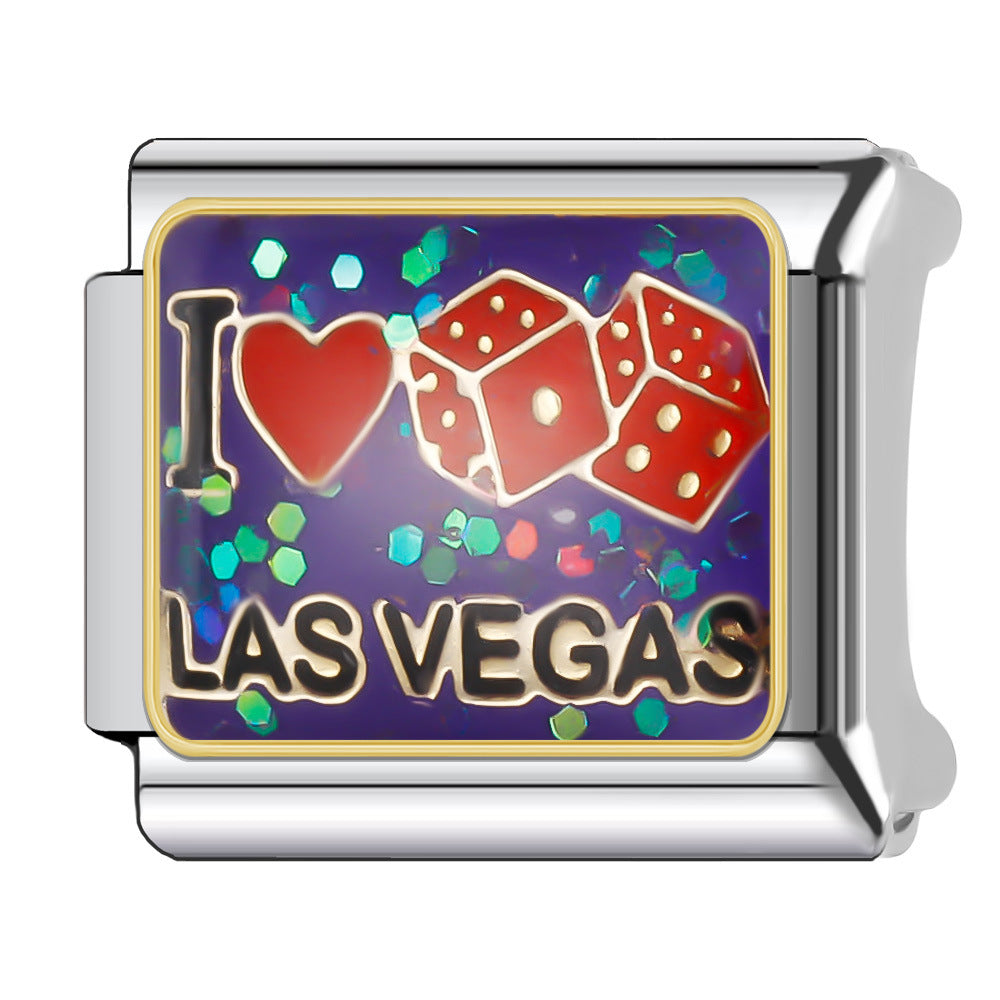 Wholesale Italian Charm Bracelet 9mm DIY Splicing English Series Stainless Steel Composable Bracelet