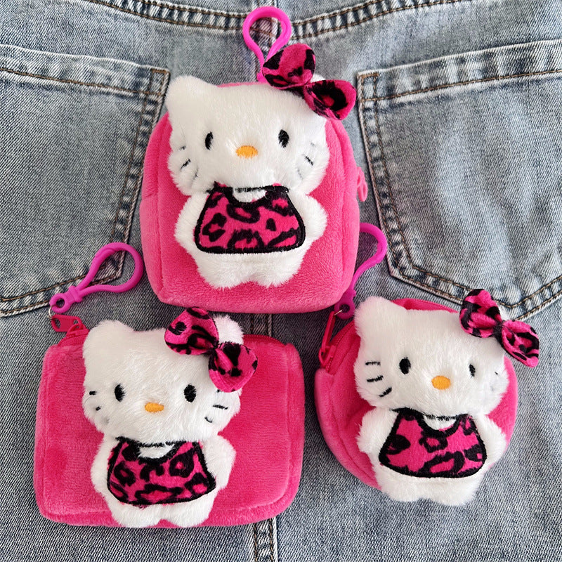 Wholesale Rose Red Leopard Print Plush Coin Purse Keychains ACCVIP