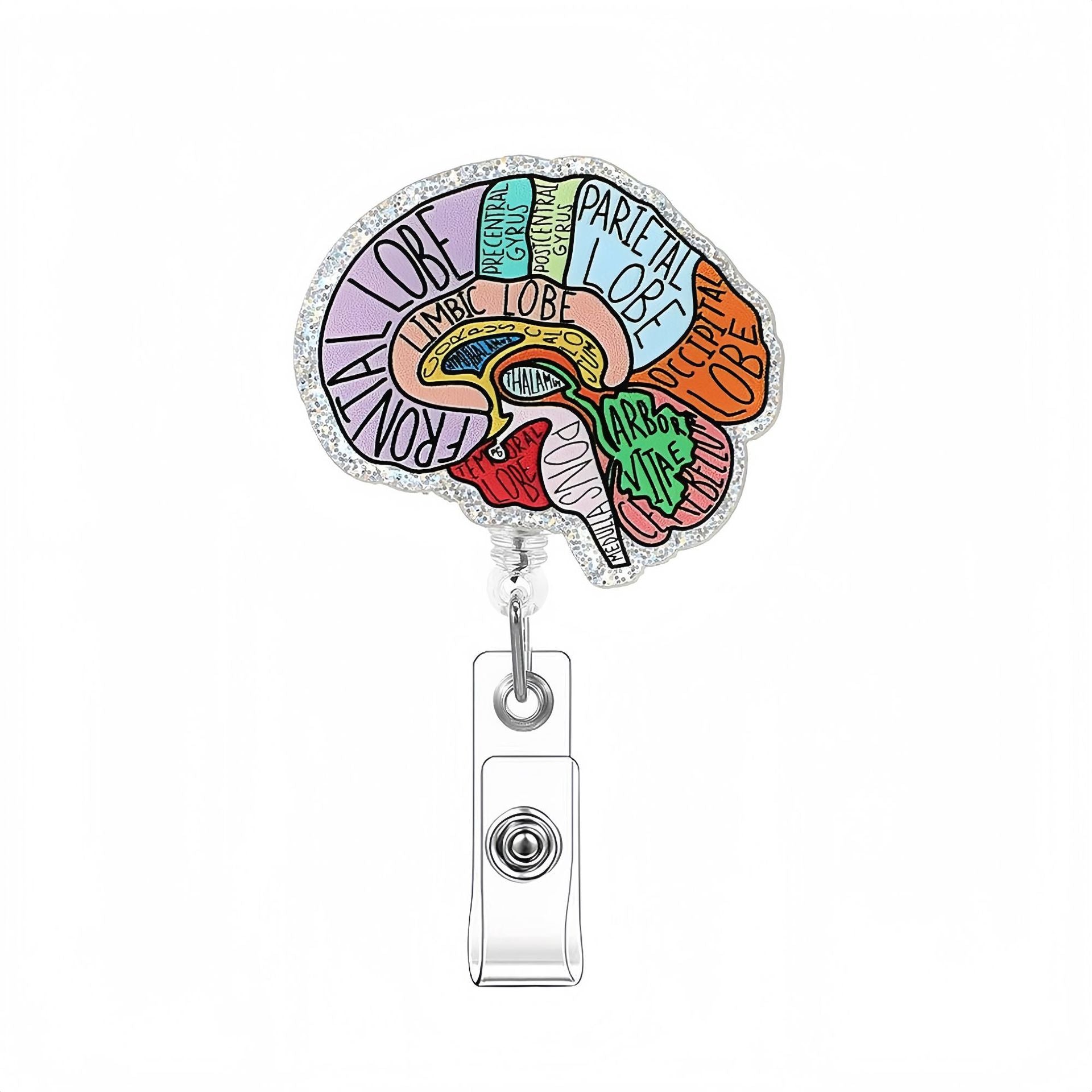 Wholesale Glitter Organ Brain Badge Reels Keychains