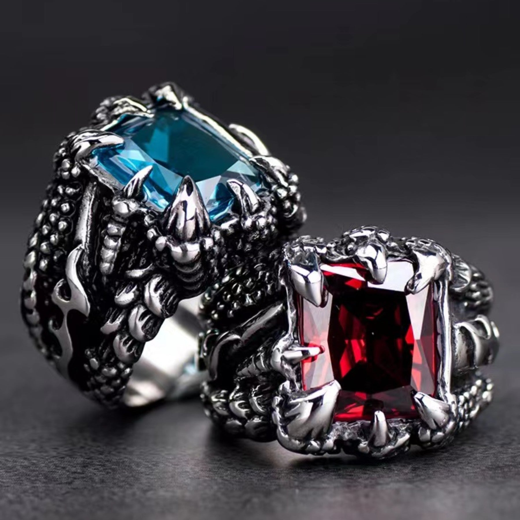 Wholesale Men's Open Vintage Dragon Claw Zircon Ring