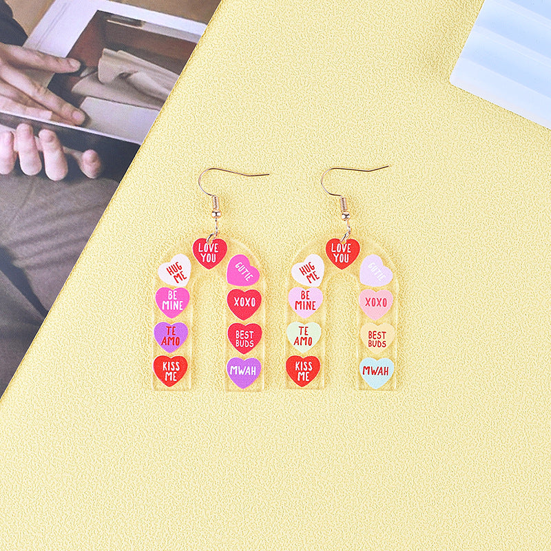 Wholesale Valentine' s Day Acrylic Heart Earrings