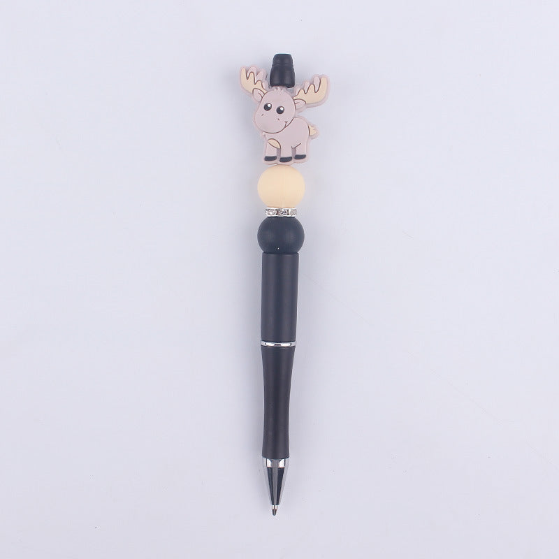 Wholesale Handmade Beaded Pen Cartoon Animal Cow Silicone Beaded Ballpoint Pen