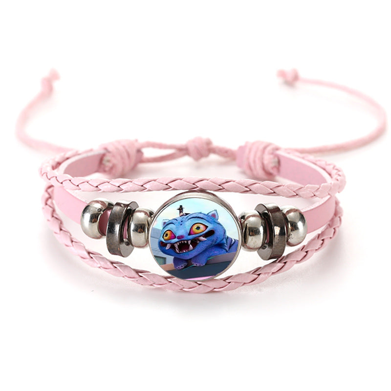 Wholesale Witcher Time Gem Adjustable Hand-woven Pink and Black Bracelet kpop