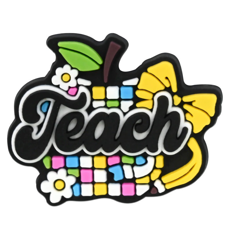 Wholesale  Random 100pcs Teacher' s Day Series  PVC Soft Rubber Shoe Buckle Decoration