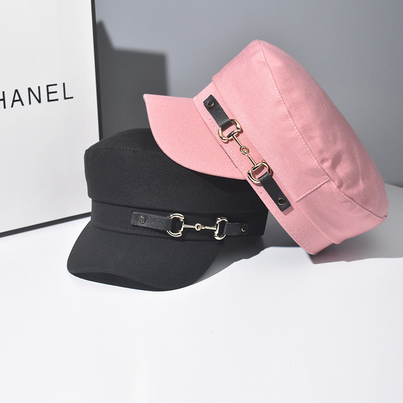 Wholesale Chic Casual Beret Hat Black Flat Top Cap With Curved Brim Breathable Everyday Fashion Accessory