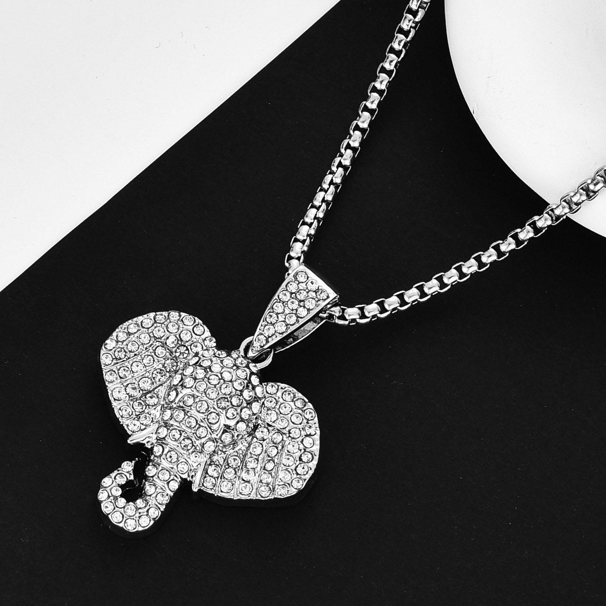 Wholesale Hip Hop Elephant Head Pendant Necklace,  Diamond Cut Zinc Alloy Fashion Accessory,  Gift for Men