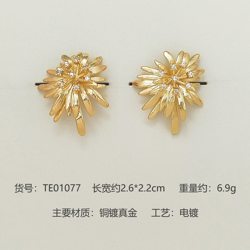 Wholesale Pearl Earrings  Silver Needle Copper Plated Gold Earrings