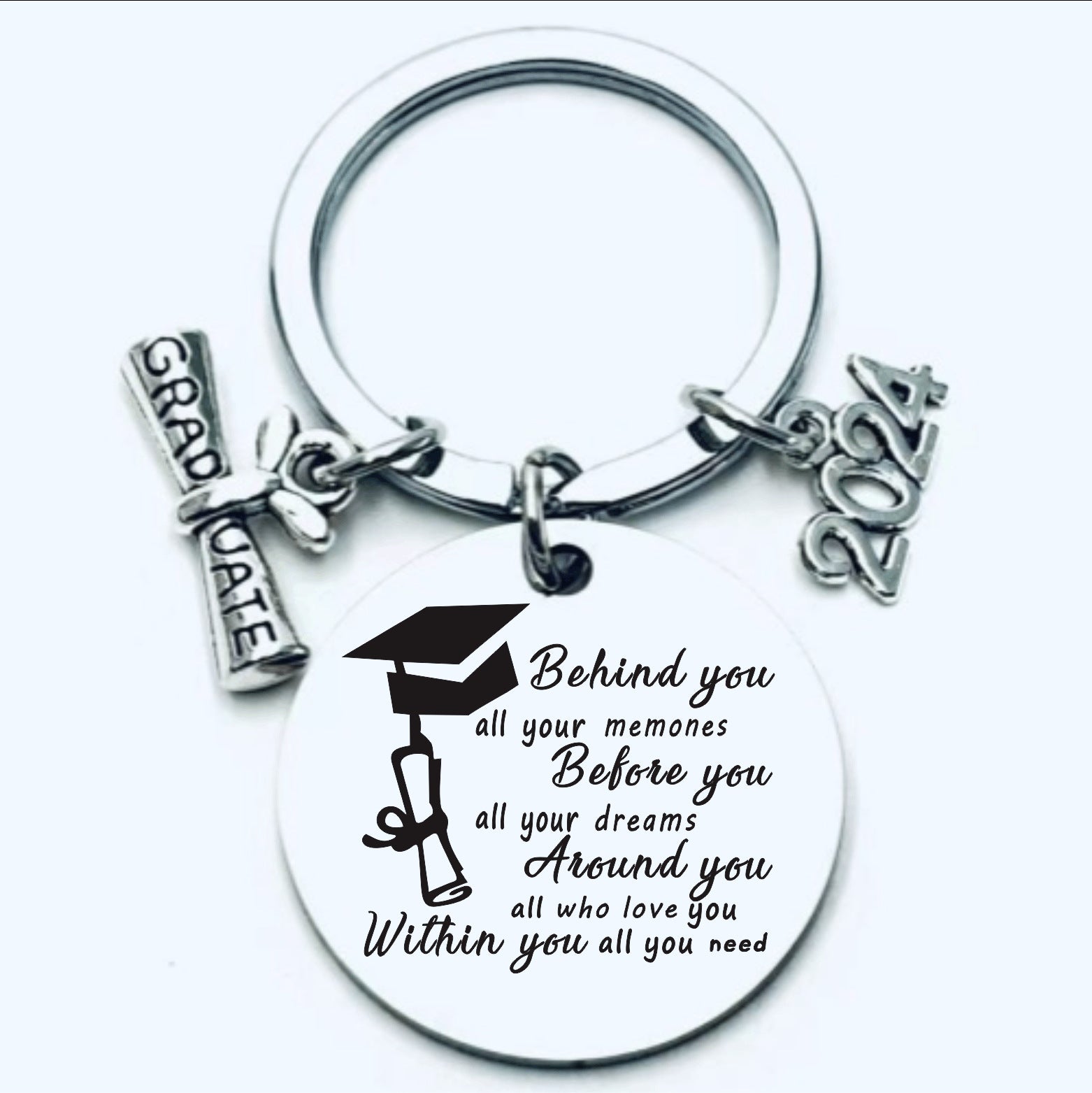 Wholesale Stainless Steel Keychain Round Tag Pendant Engraved Graduation Season Gift ACC-KC-Chenz001