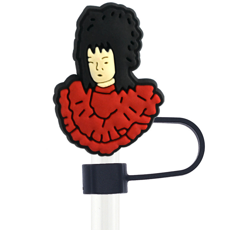 Wholesale Random 100pcs Dark Style 10mm PVC Soft Straw Tube Cap ACC-SCR-RYY100