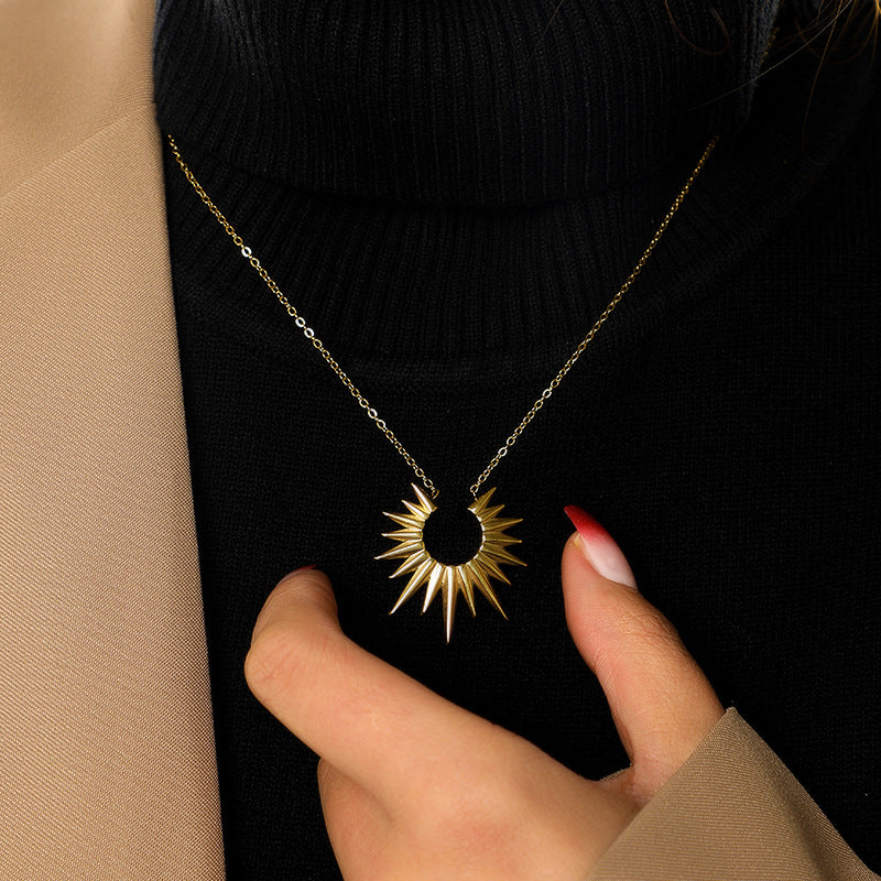 Wholesale Stainless steel light luxury Sun Necklace