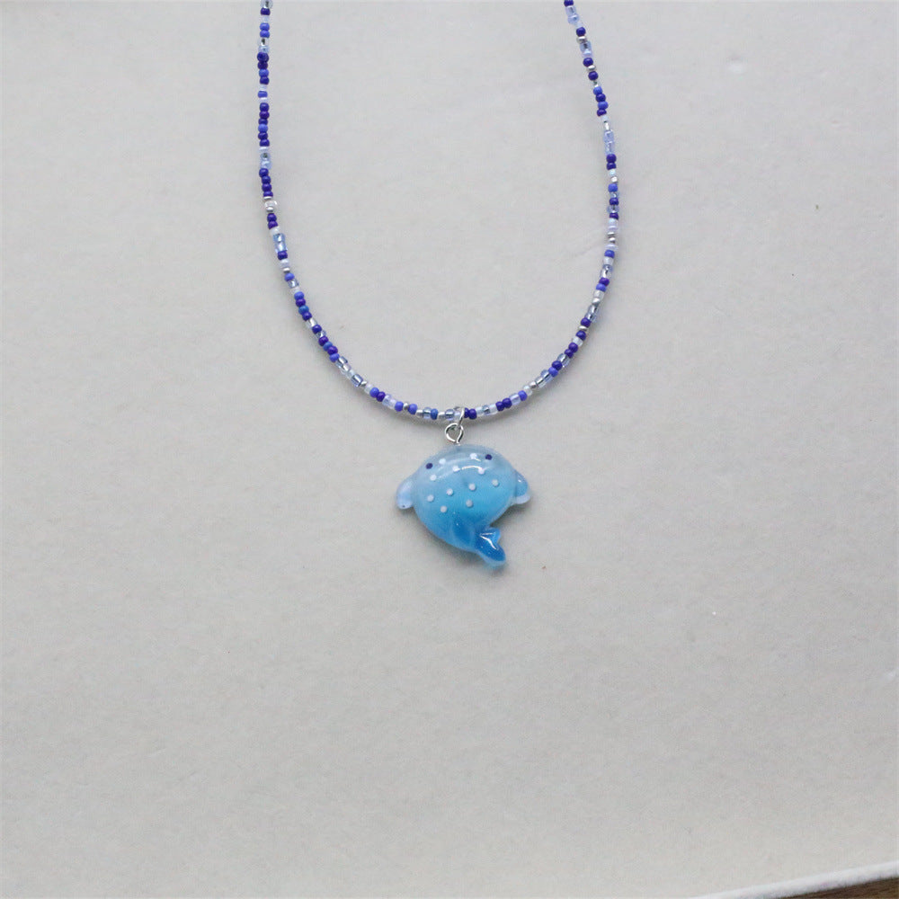 Wholesale Starfish Mermaid Octopus Pendant Rice Bead Necklace