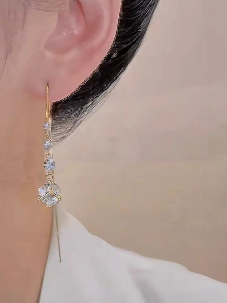 Wholesale Purple Diamond Ball Wire Tassel Earrings ACC-ES-Huzhe004