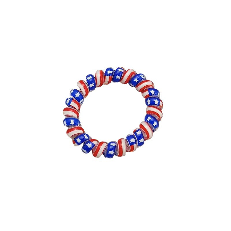 Wholesale American Flag Phone Wire Hair Tie Hair Scrunchies Independence Day ACC-HS-MengKa001