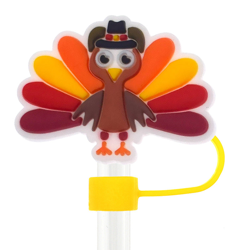 Wholesale Random 100pcs Thanksgiving 10mm Soft Glue Straw Plug Straw Tube Cap ACC-SCR-RYY069