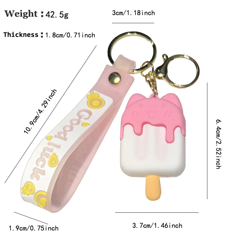 Wholesale Cartoon Ice Cream Silicone Keychain Bag Charm Gift for Women