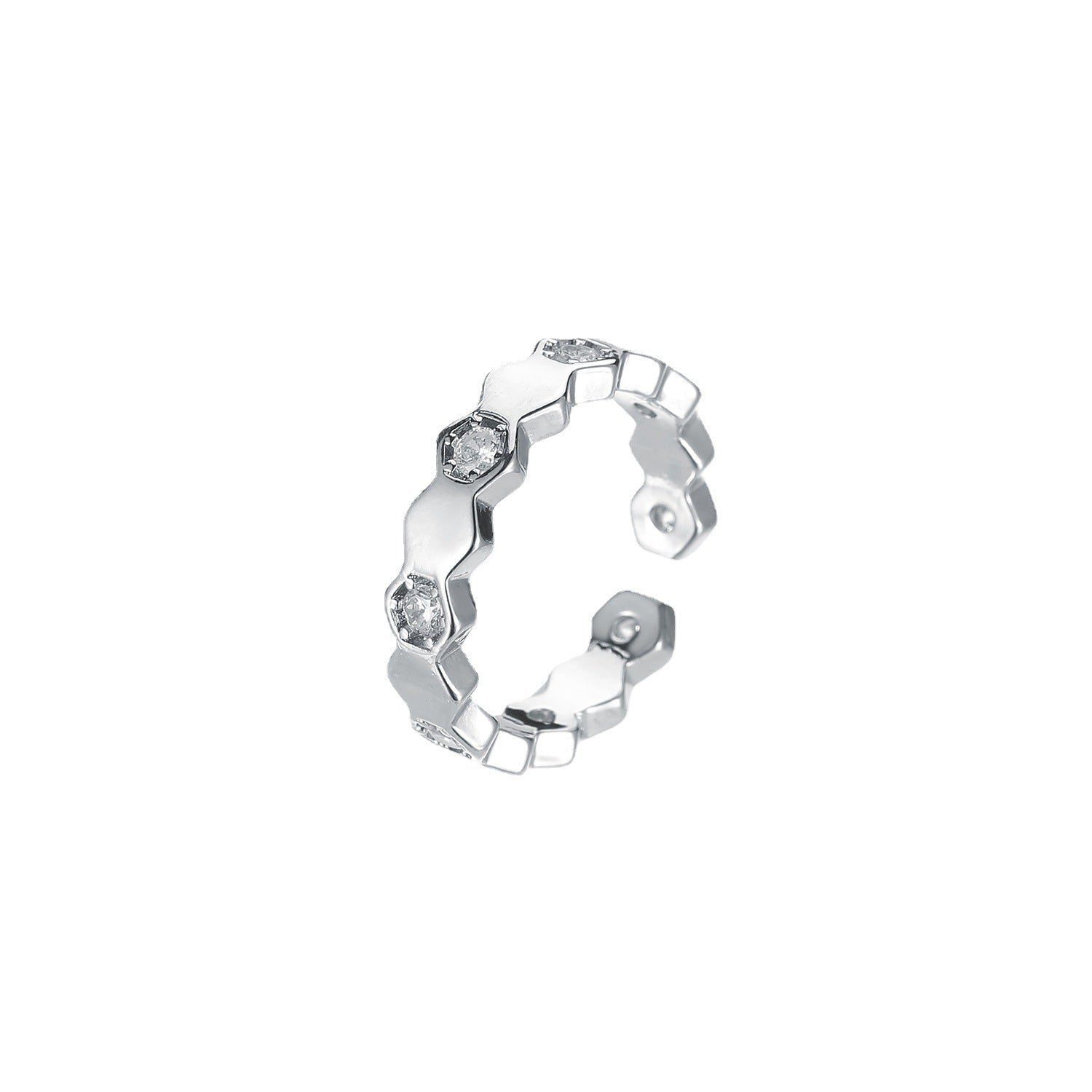 Wholesale Honeycomb Ring Honeycomb Rhombic Diamond Stacked Adjustable Ring