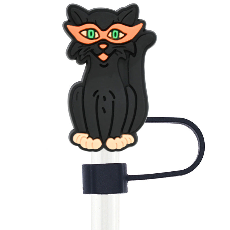 Wholesale Random 100pcs Halloween 10mm PVC Soft Straw Tube Cap ACC-SCR-RYY070