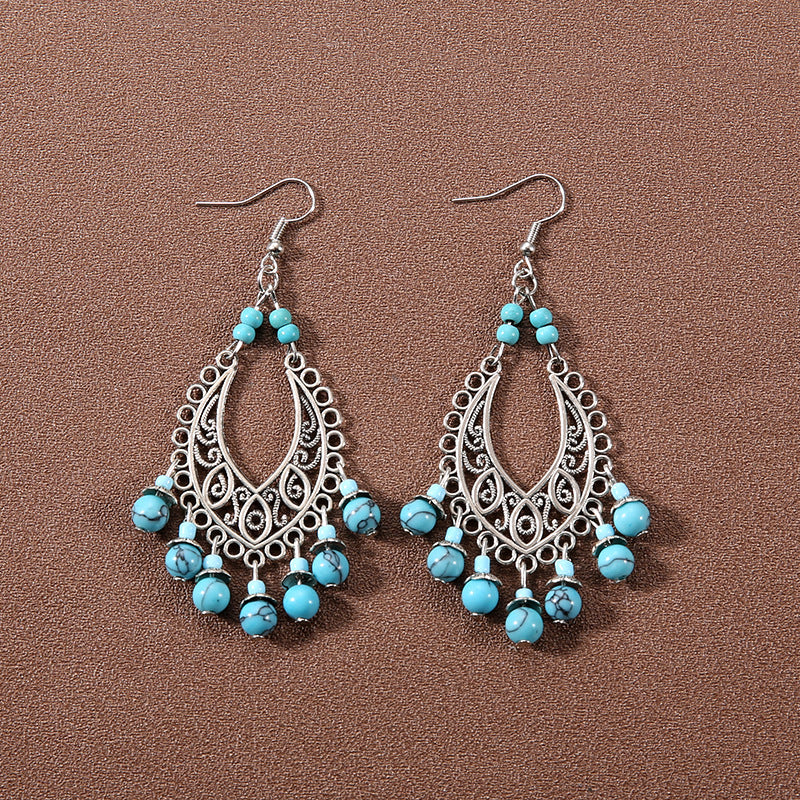 Wholesale Bohemian Tassel Turquoise Earrings Retro Ethnic Style ACC-ES-Gumi002