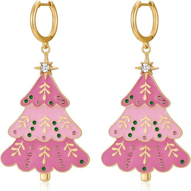 Wholesale Pink Girls Christmas Tree Earrings