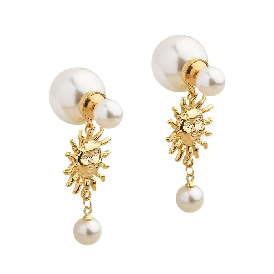 Wholesale Light luxury sunflower size pearl earrings