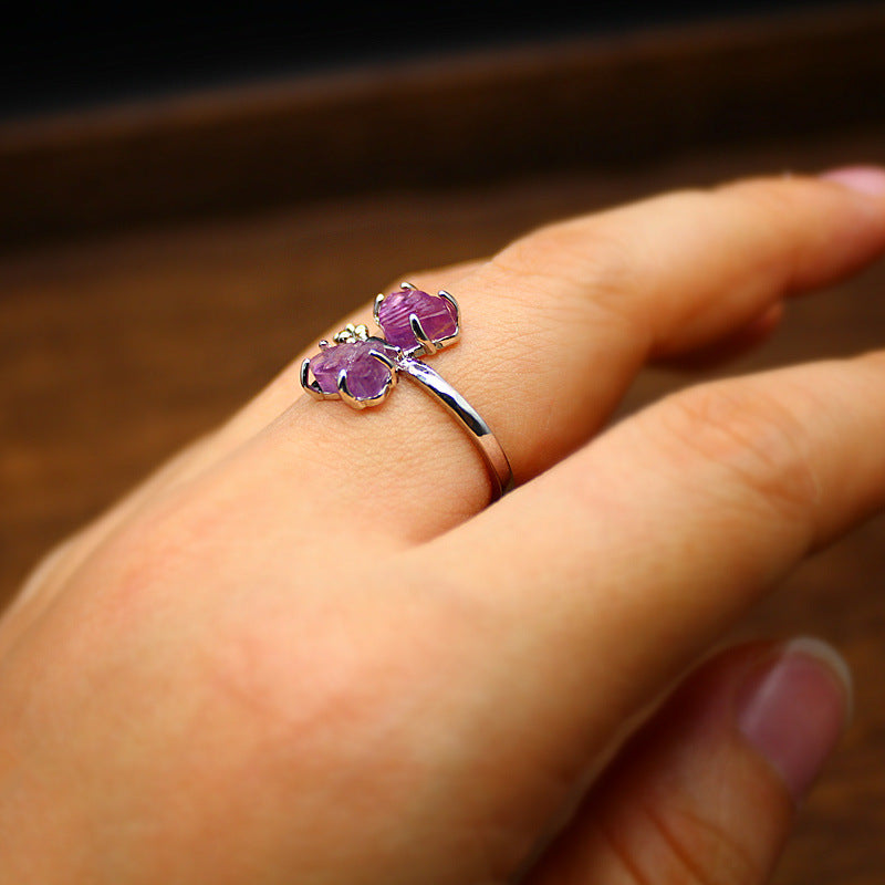 Wholesale Fluorite Butterfly Carved Ring