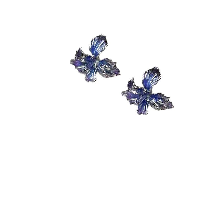 Wholesale gradient blue purple flower earrings