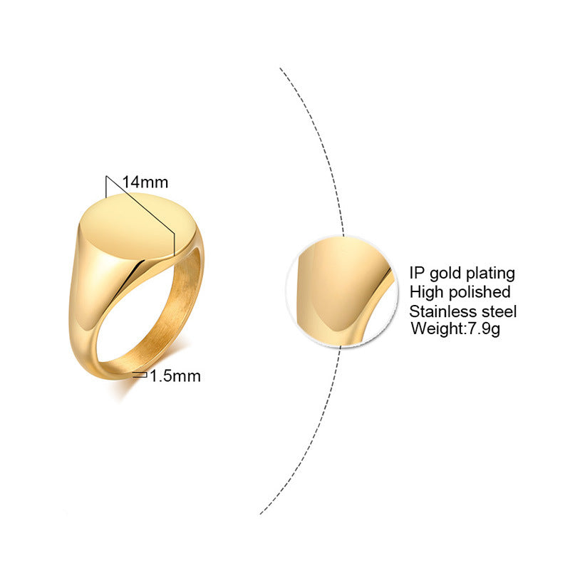 Wholesale Ring Stainless Steel Unisex Seal Gold Glossy ACC-RS-HuaLanXin005