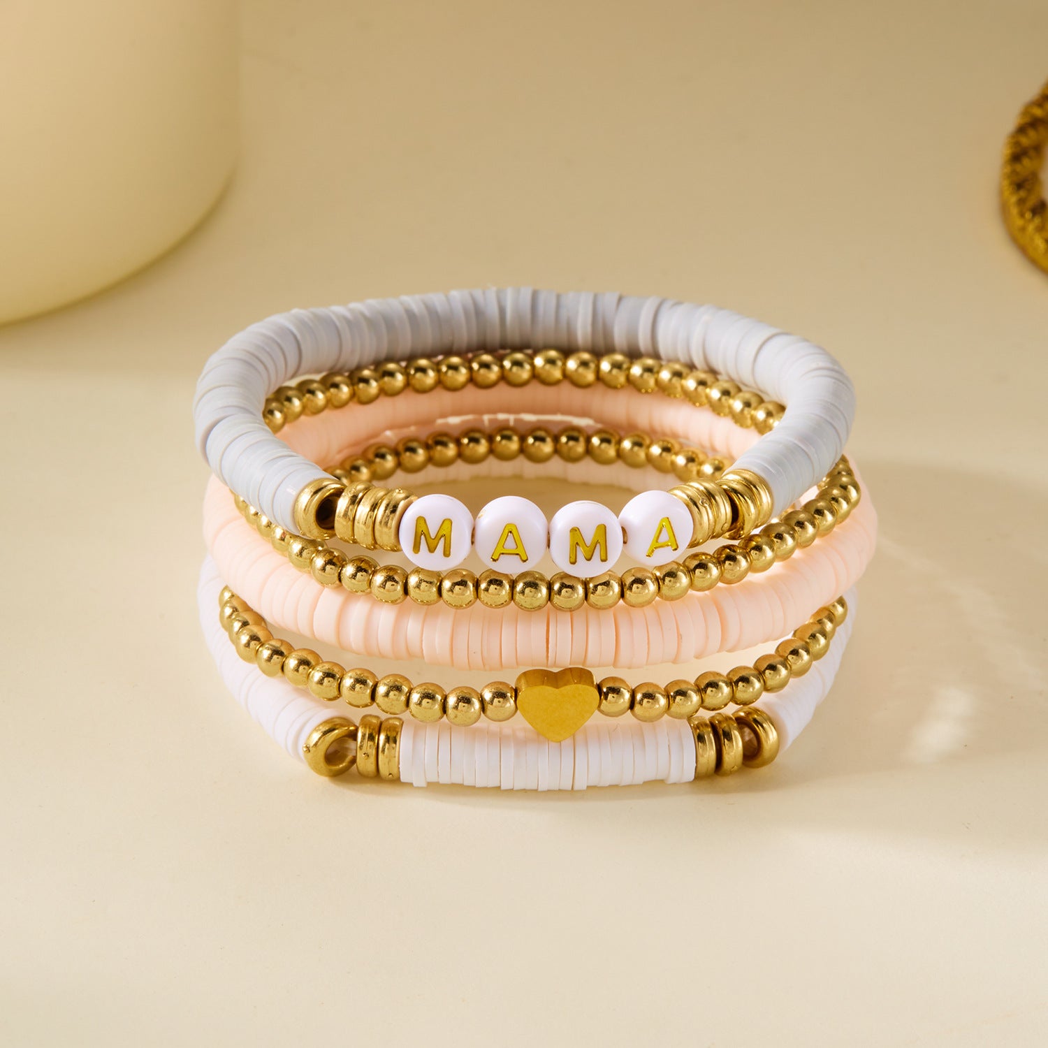 Wholesale 4pcs/set  Mother's Day Mama Soft Pottery Crystal Bracelet