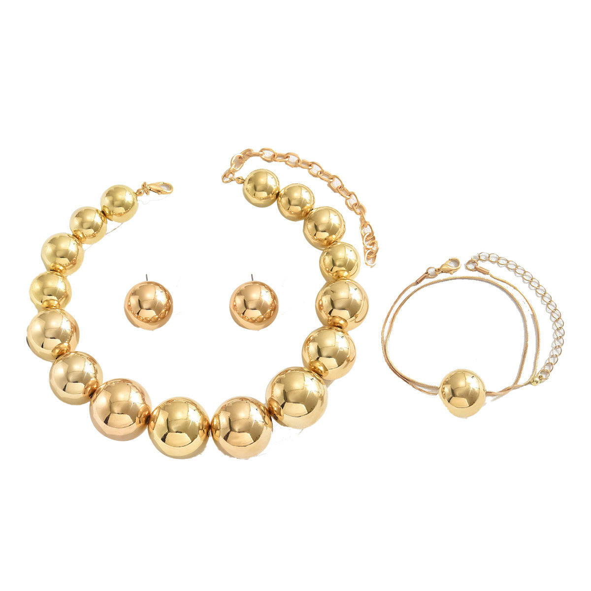 Wholesale  light luxury ball design bracelet necklaces jewelry suit