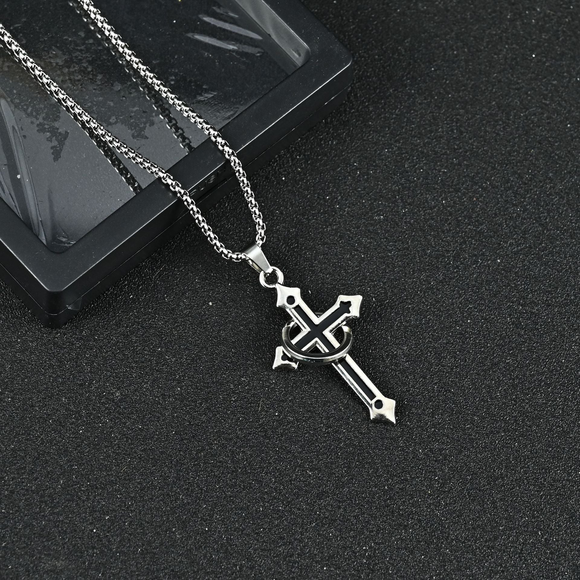 Wholesale Chic Cross Pendant Necklace For Men Titanium Steel Chain Jewelry Accessory Gift