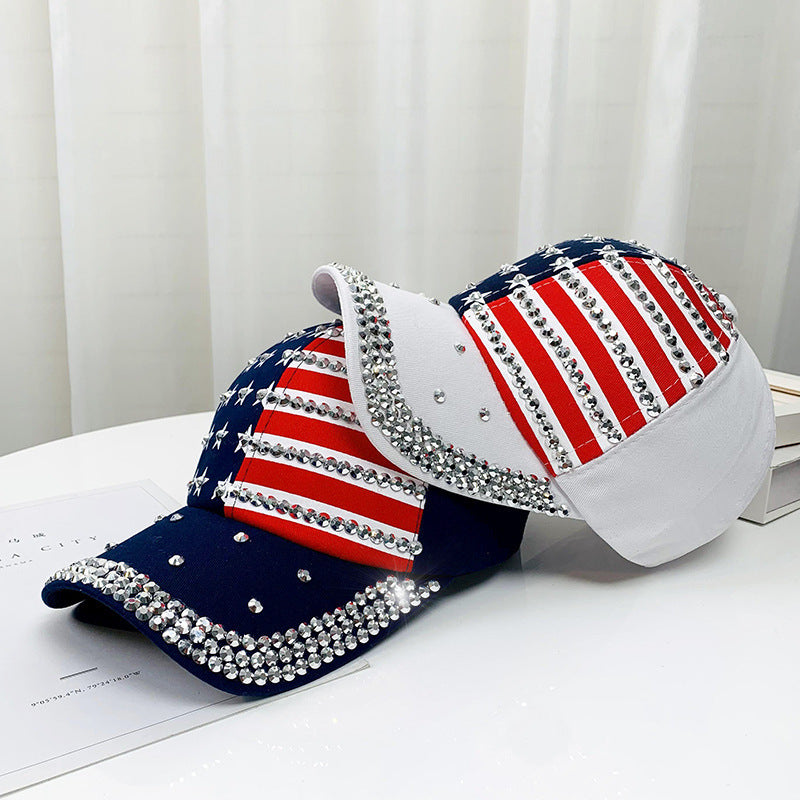 Wholesale  Sunscreen Hat Fashionable Diamond-encrusted Five-pointed Star Baseball Cap