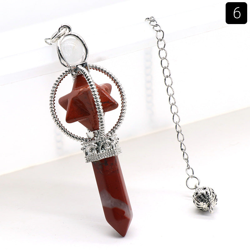 Wholesale Natural White Powder Amethyst  Hexagonal Pillar Crystal Pendant