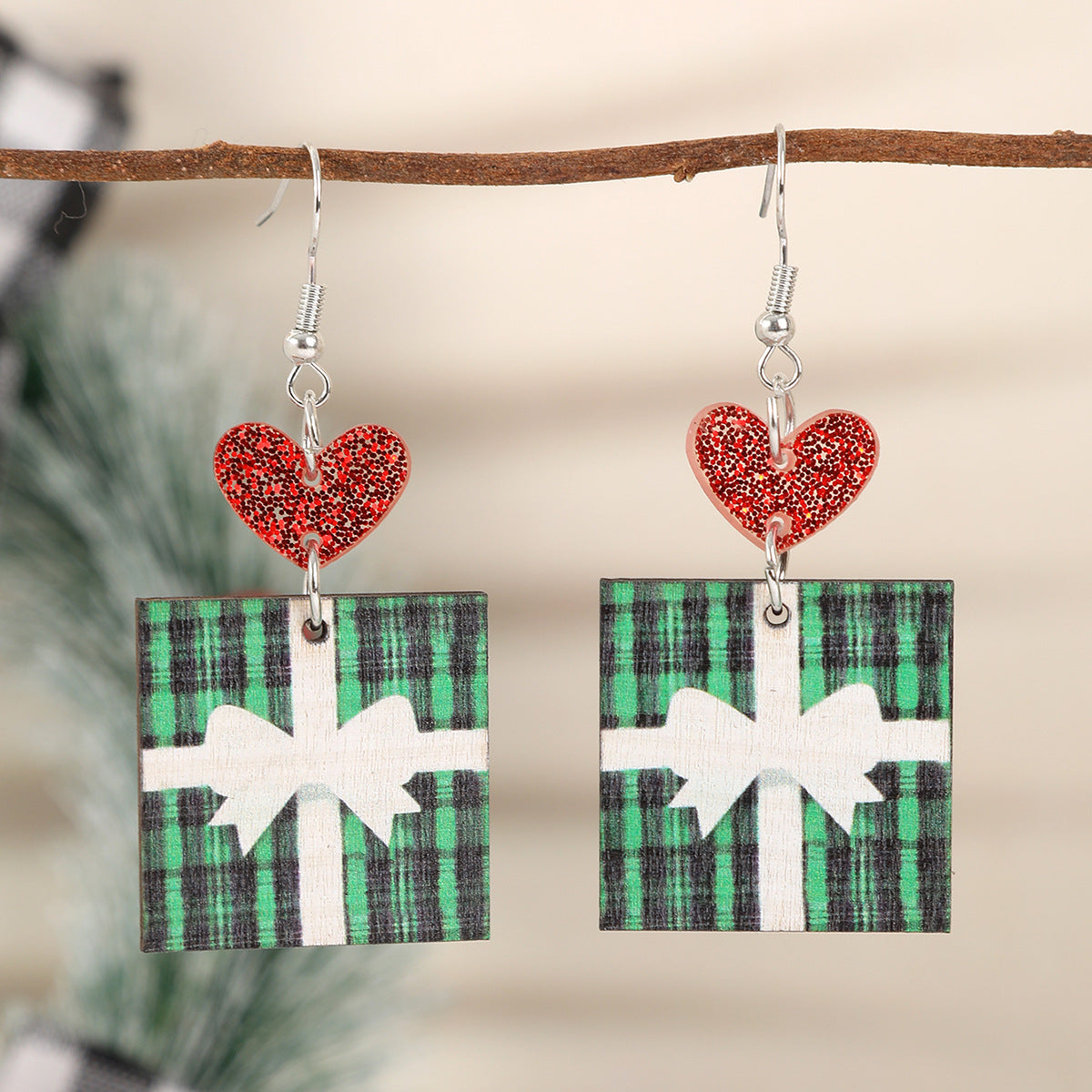 Wholesale Christmas Party Cute Snowman Christmas Tree Cartoon Wooden Earrings