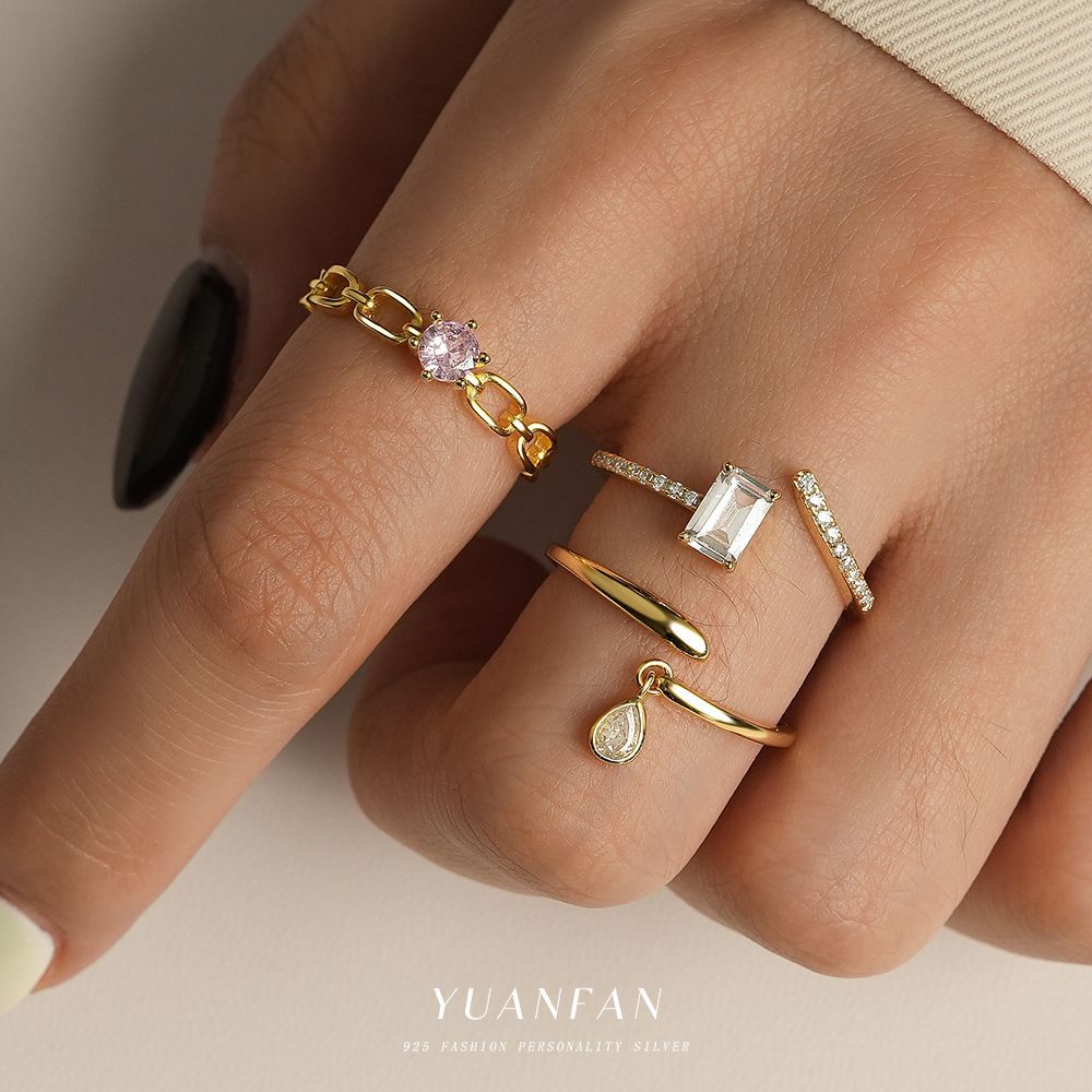 Wholesale S925 Sterling Silver  Geometric Line Ring