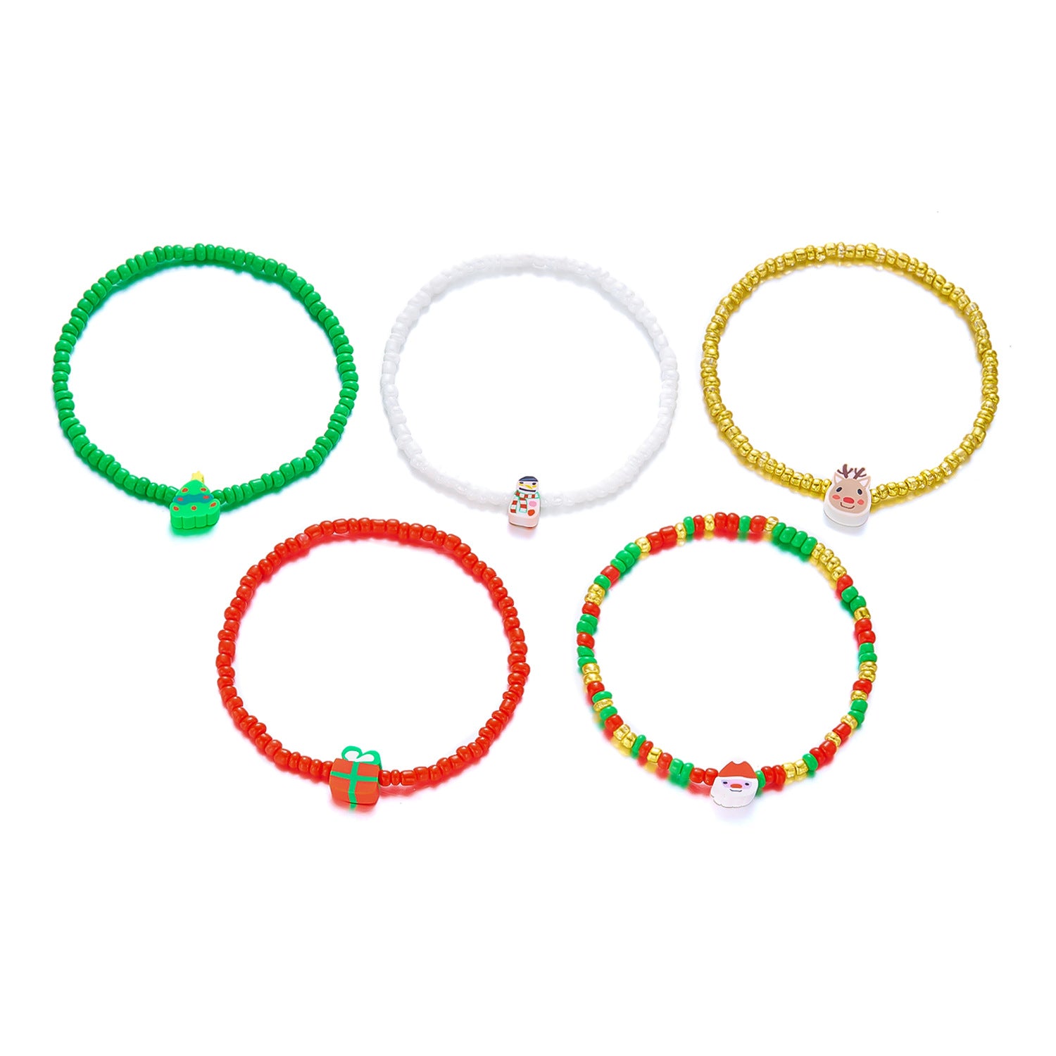 Wholesale Cartoon Santa Christmas Tree Deer Snowman Bracelet Set