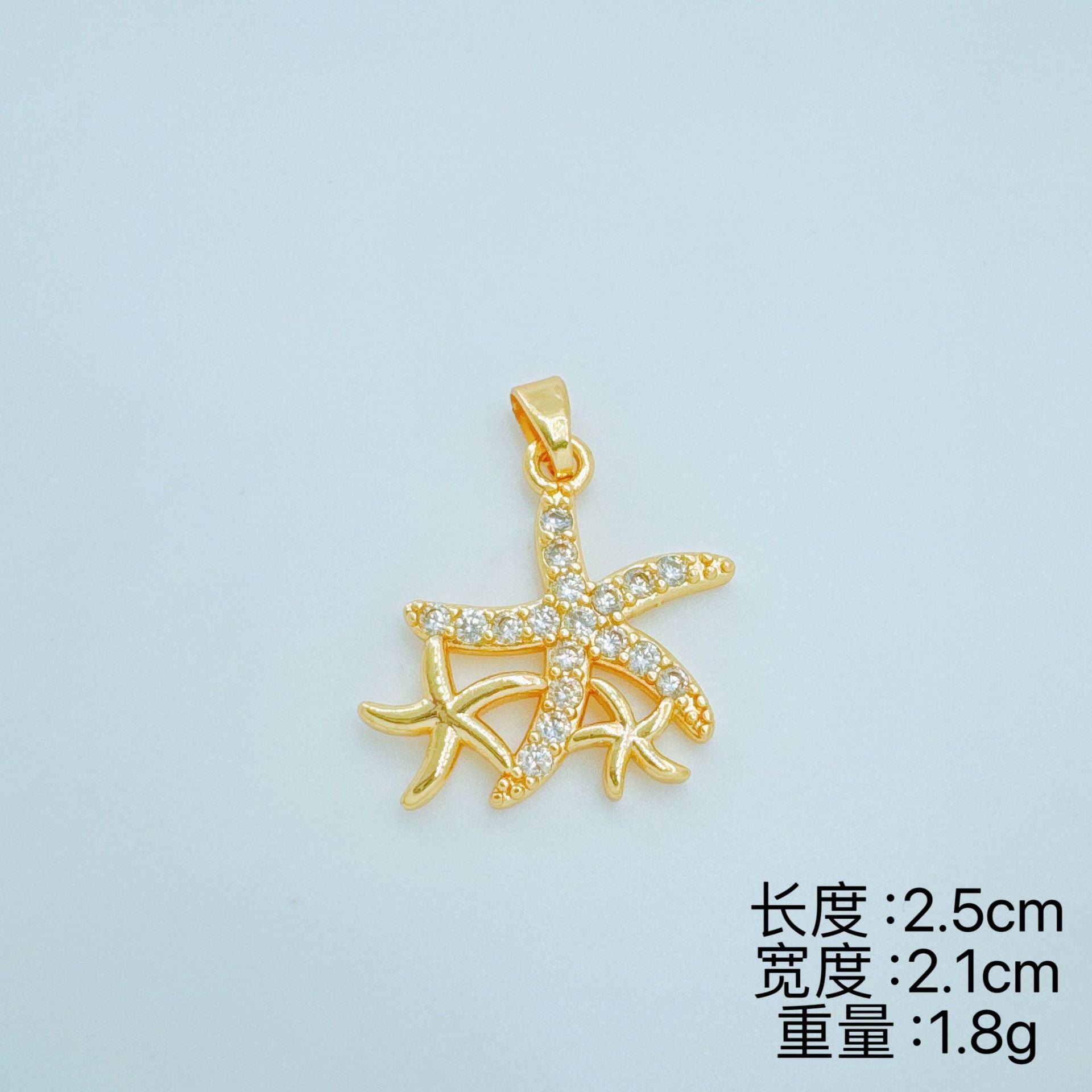 Wholesale Gold Plated Copper Starfish Zircon Necklace Trendy Fashion Accessory