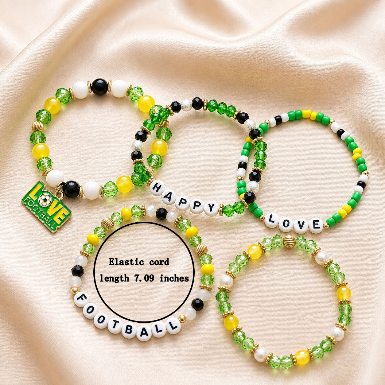 Wholesale Natural Stone Handmade Beads Football Bracelet Set Trendy Fashion Accessory